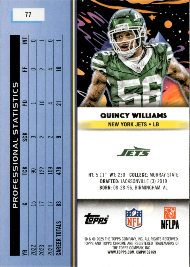 Quincy Williams card back