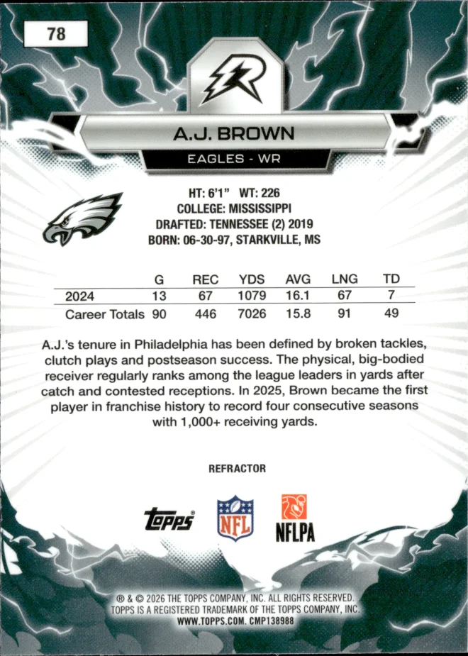 A.J. Brown card back