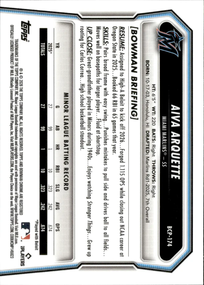 Aiva Arquette card back