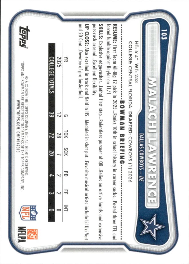 Malachi Lawrence card back