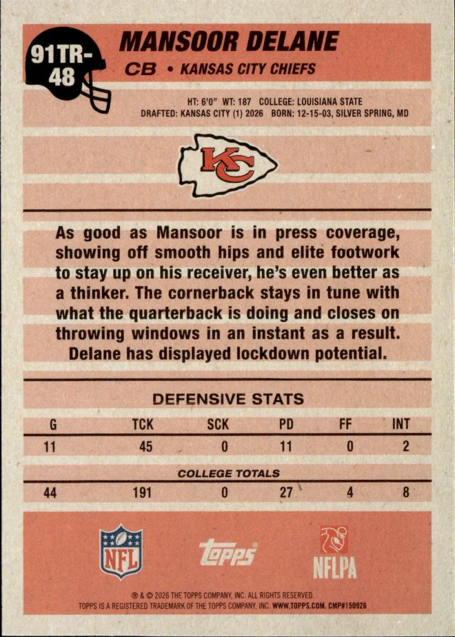 Mansoor Delane card back
