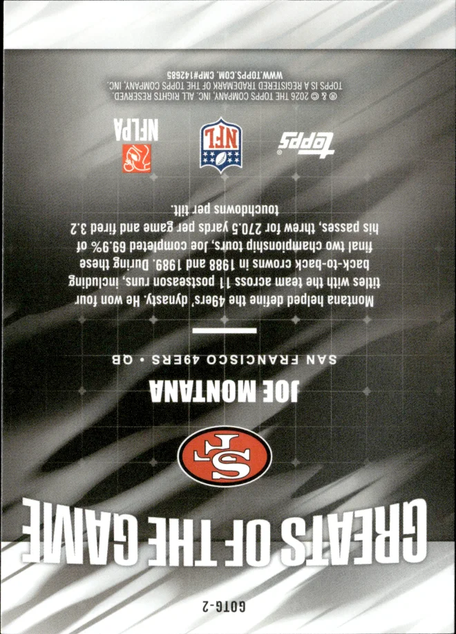 Joe Montana card back