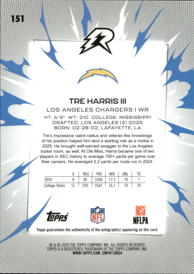 Tre Harris III card back