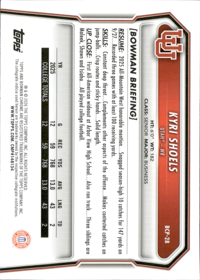 Kyri Shoels card back