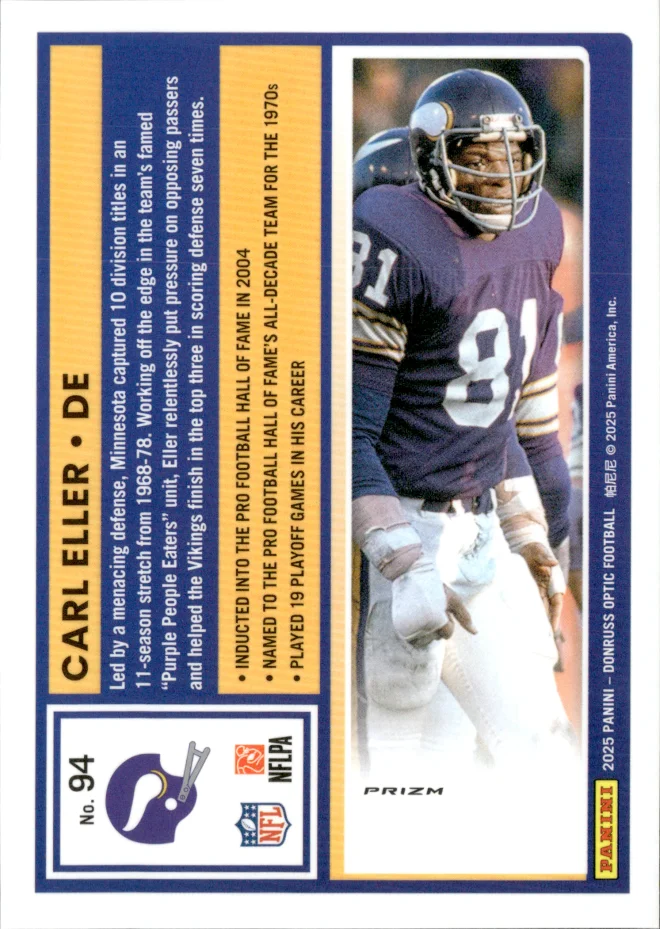 Carl Eller card back