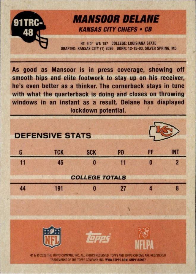 Mansoor Delane card back