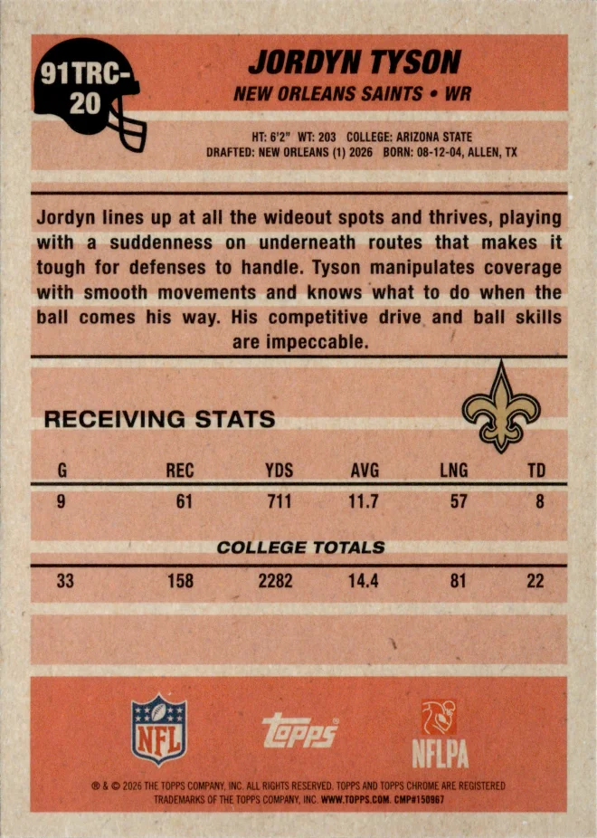 Jordyn Tyson card back