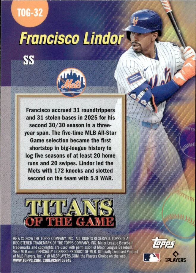 Francisco Lindor card back
