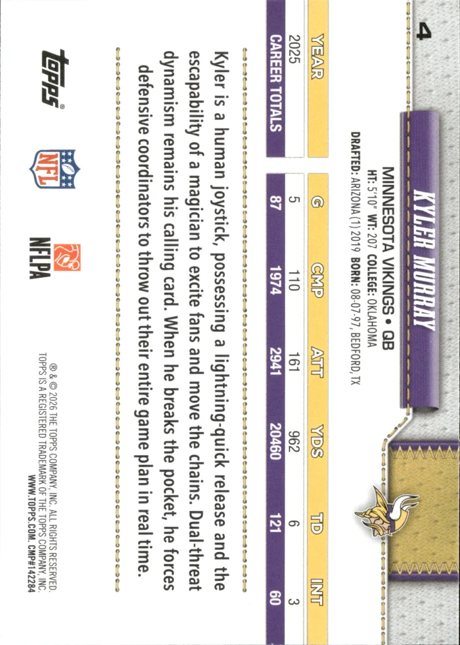 Kyler Murray card back