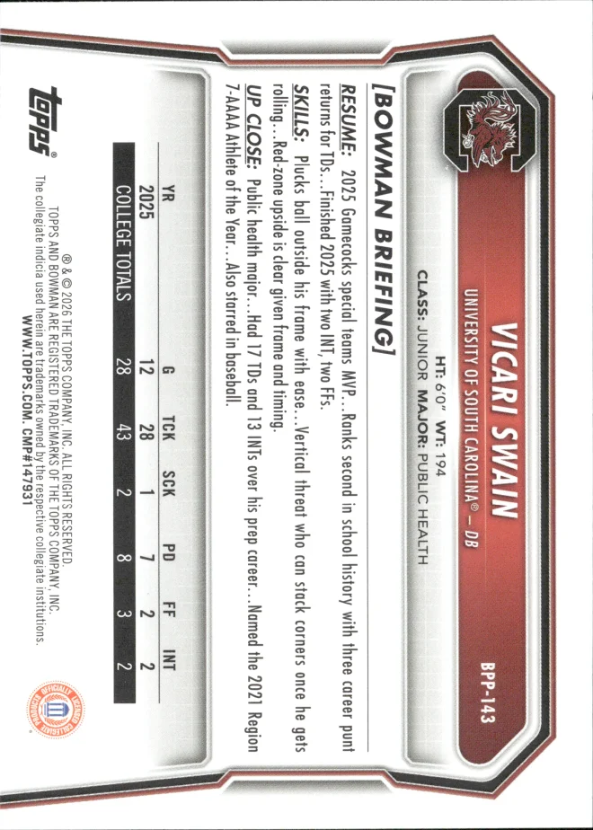 Vicari Swain card back