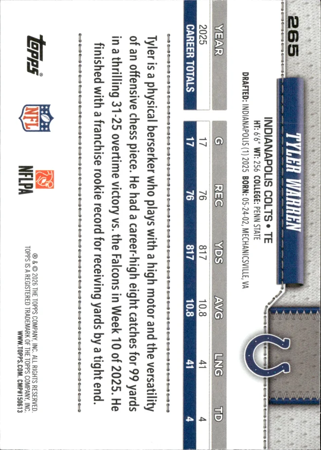 Tyler Warren card back