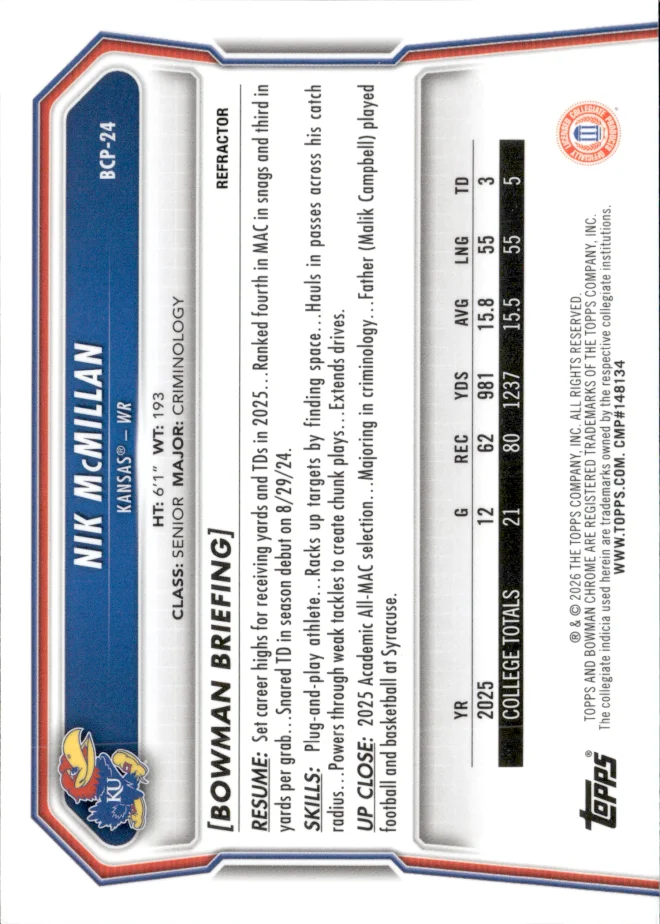 Nik McMillan card back
