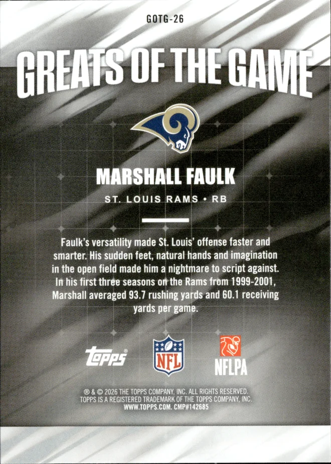 Marshall Faulk card back