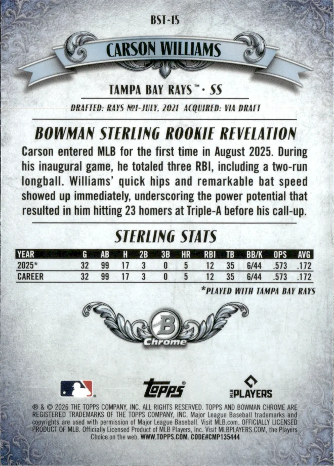 Carson Williams card back