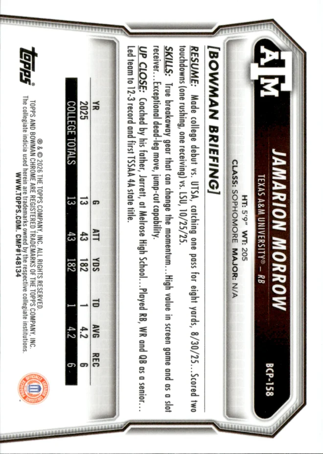 Jamarion Morrow card back
