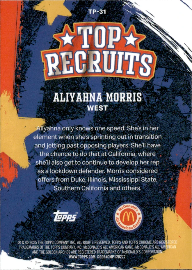 Aliyahna Morris card back