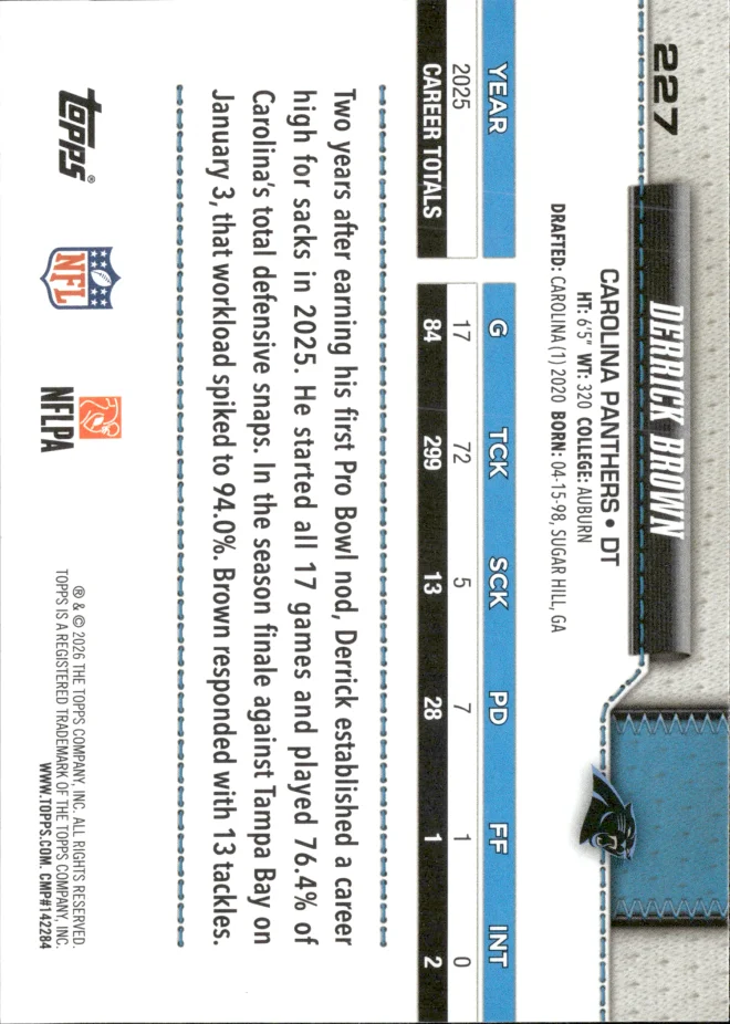 Derrick Brown card back