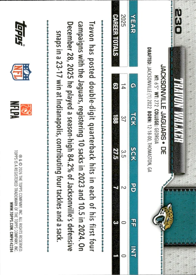 Travon Walker card back