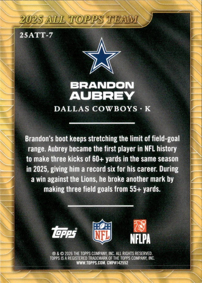 Brandon Aubrey card back