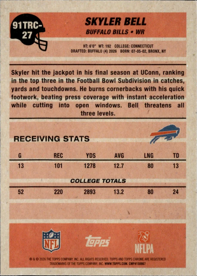 Skyler Bell card back