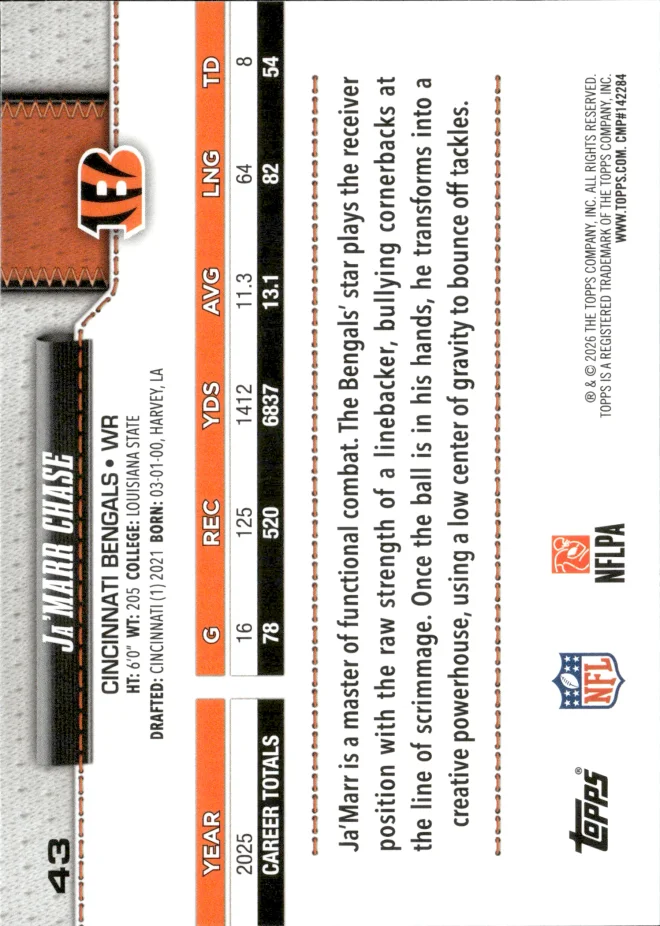 Ja'Marr Chase card back