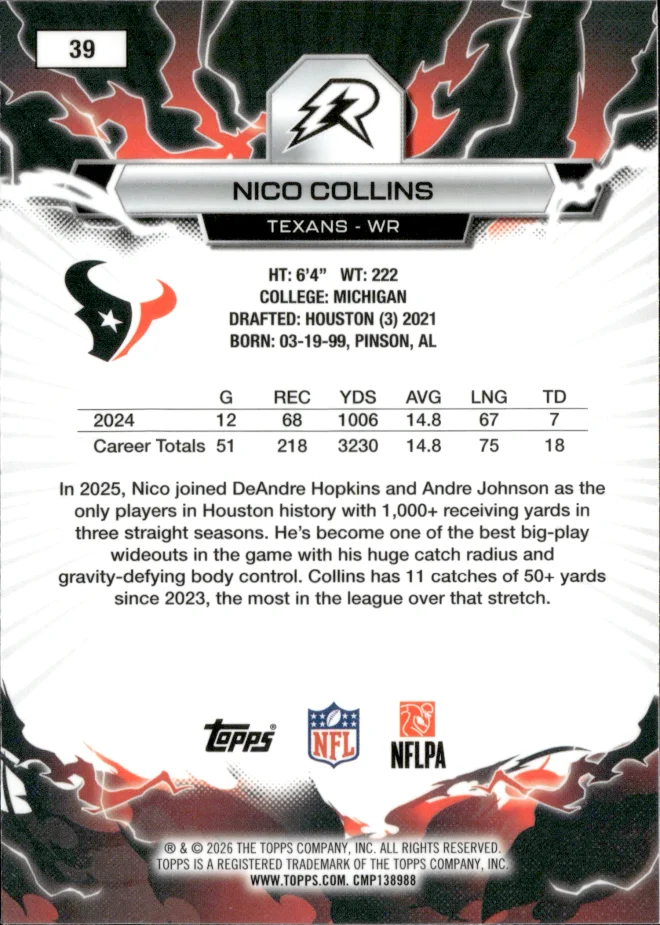 Nico Collins card back