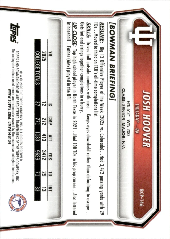 Josh Hoover card back