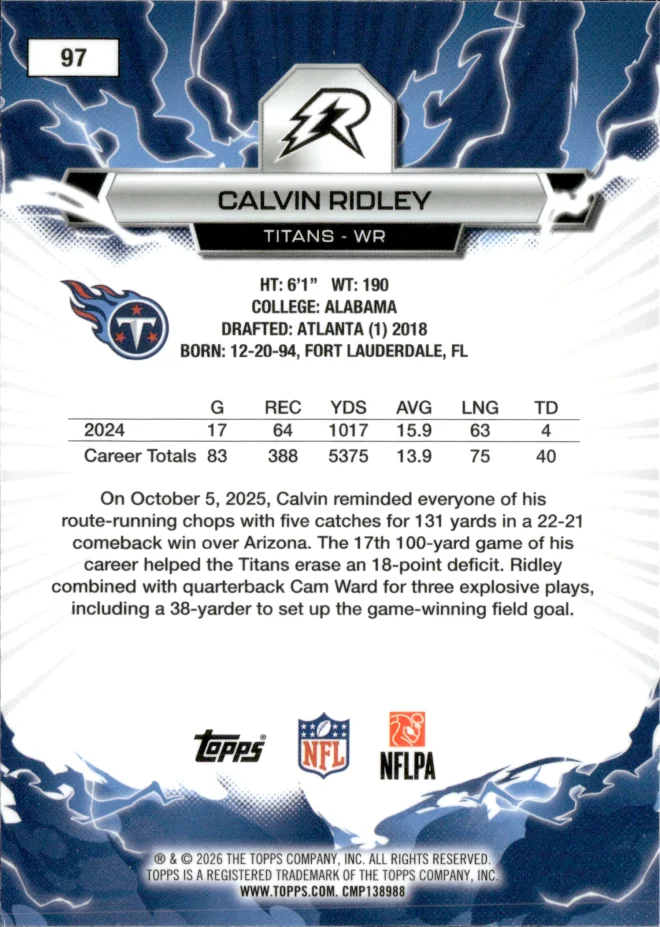 Calvin Ridley card back
