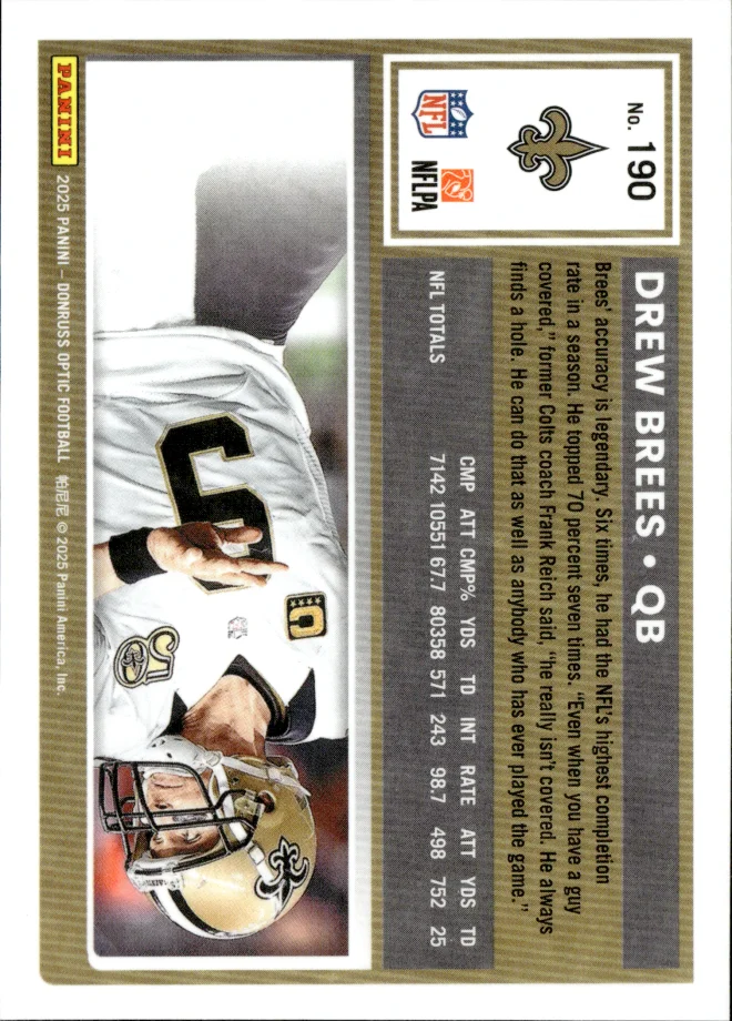Drew Brees card back