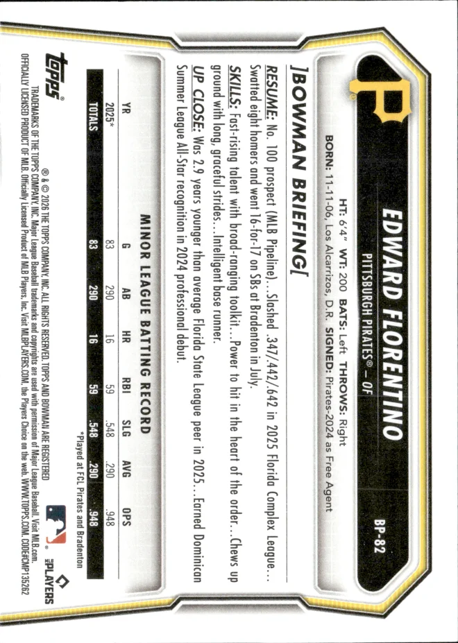 Edward Florentino card back