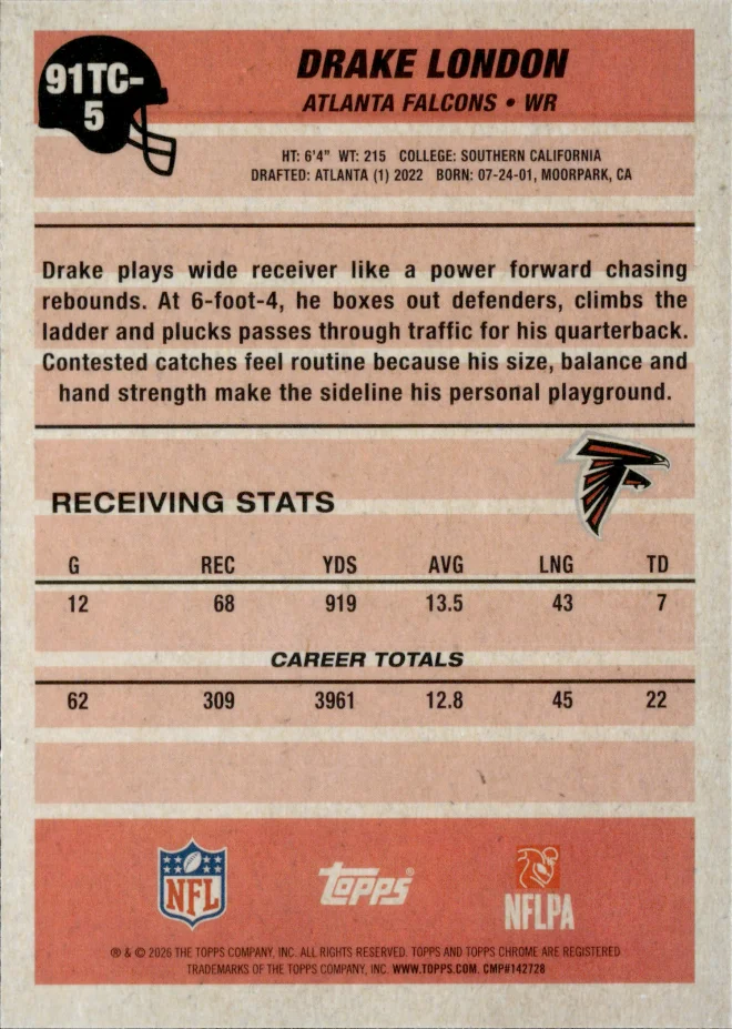 Drake London card back