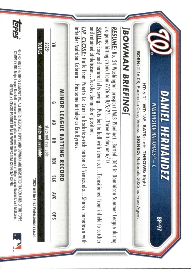 Daniel Hernandez card back