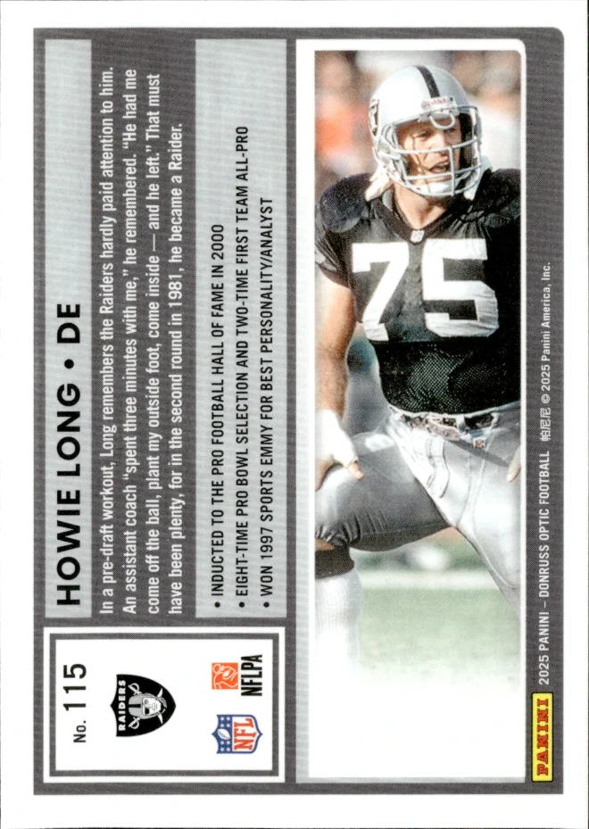 Howie Long card back