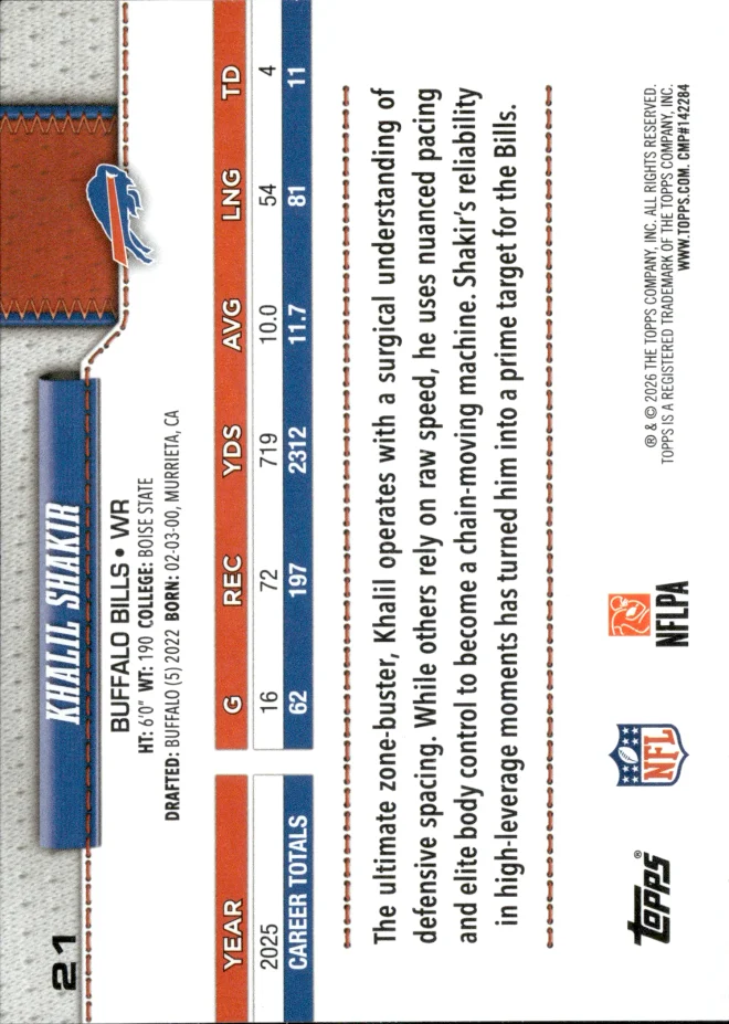 Khalil Shakir card back