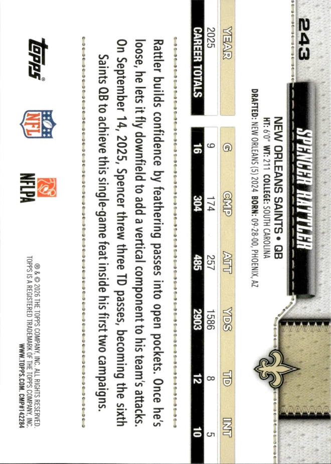 Spencer Rattler card back