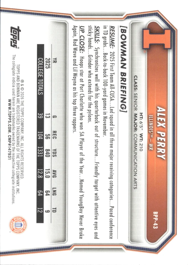 Alex Perry card back