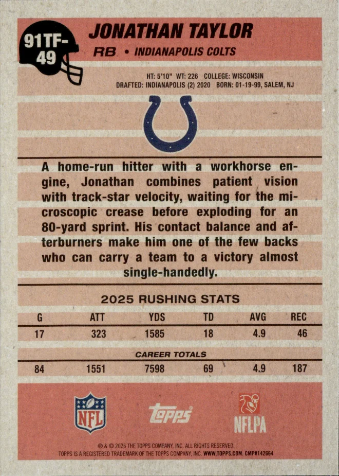 Jonathan Taylor card back