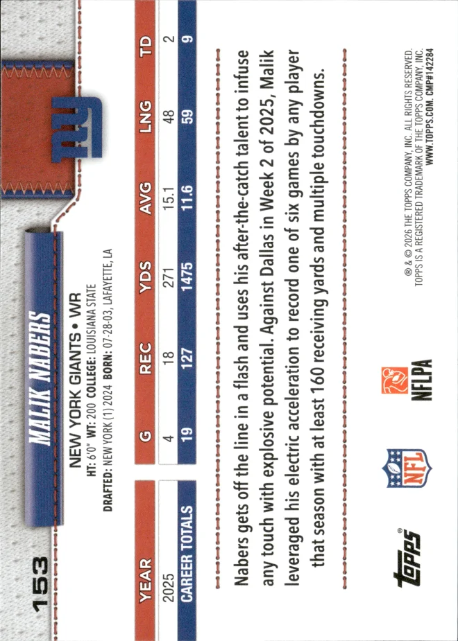 Malik Nabers card back