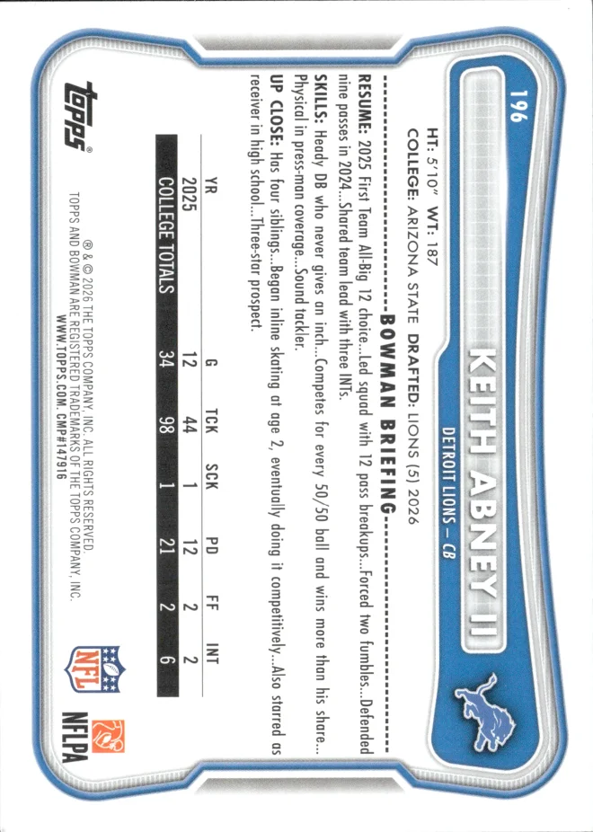 Keith Abney II card back