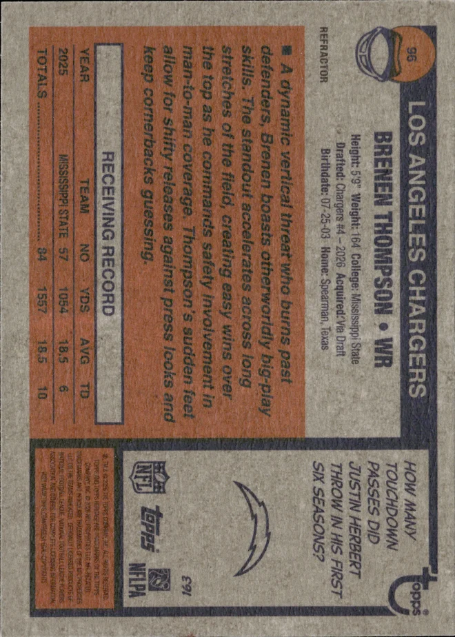 Brenen Thompson card back
