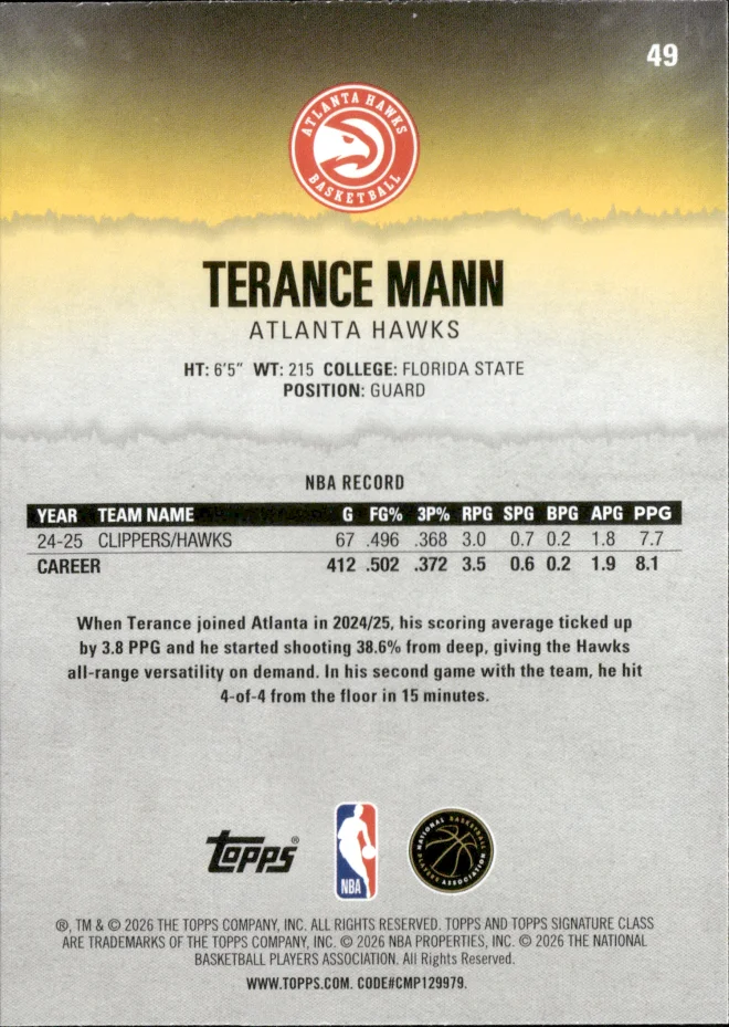 Terance Mann card back