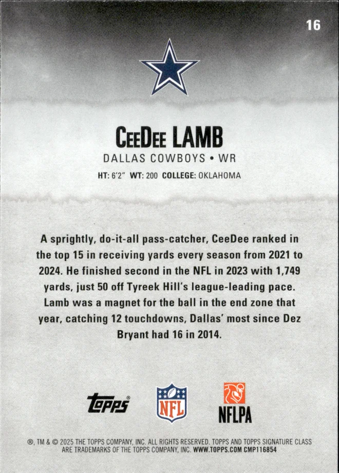 CeeDee Lamb card back