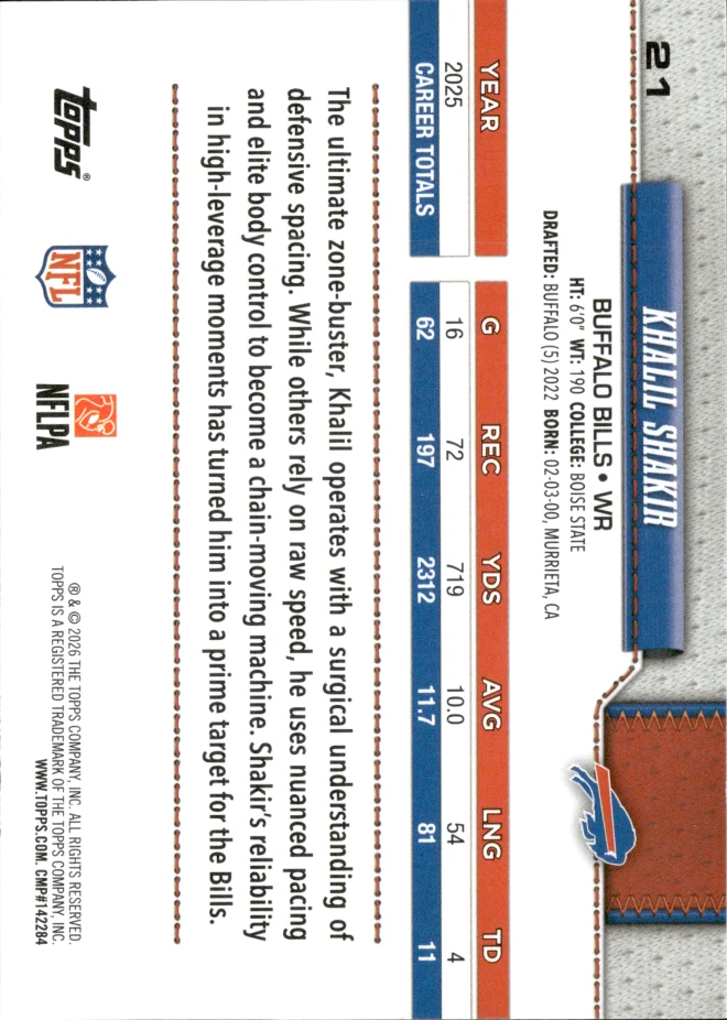 Khalil Shakir card back