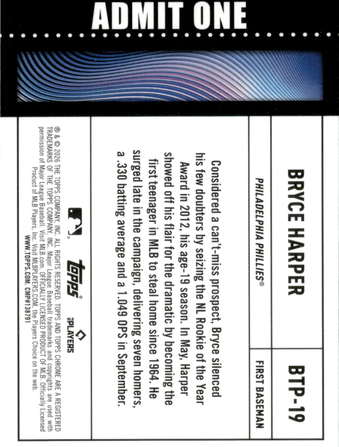Bryce Harper card back