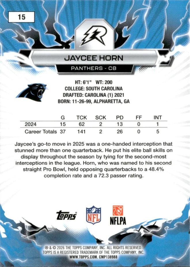Jaycee Horn card back