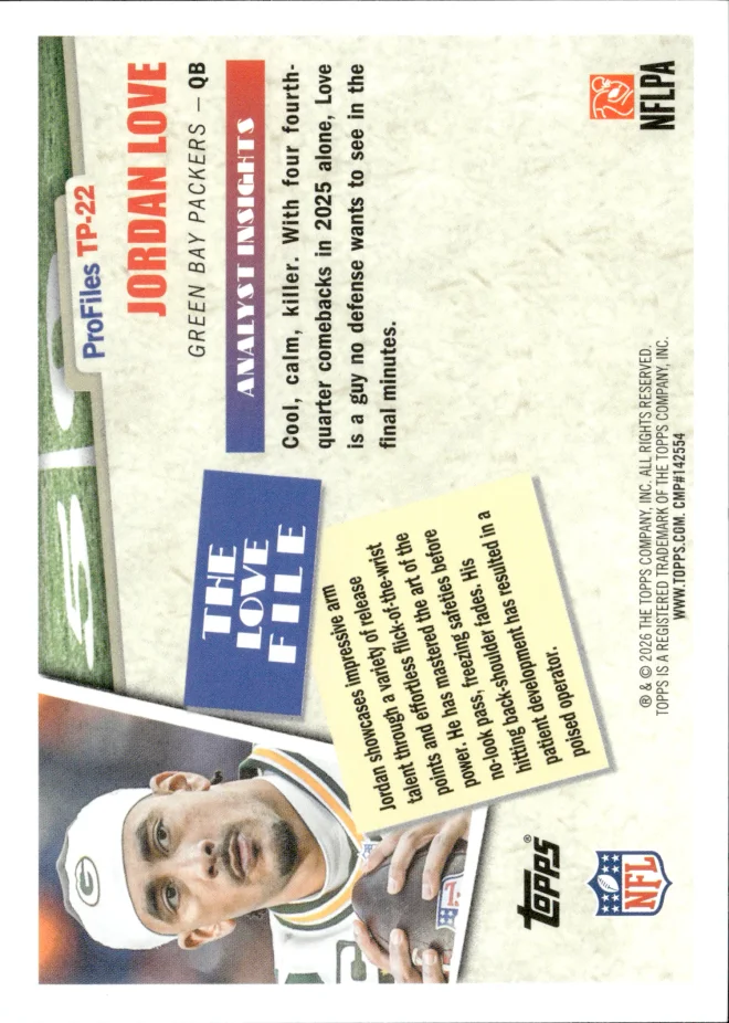 Jordan Love card back