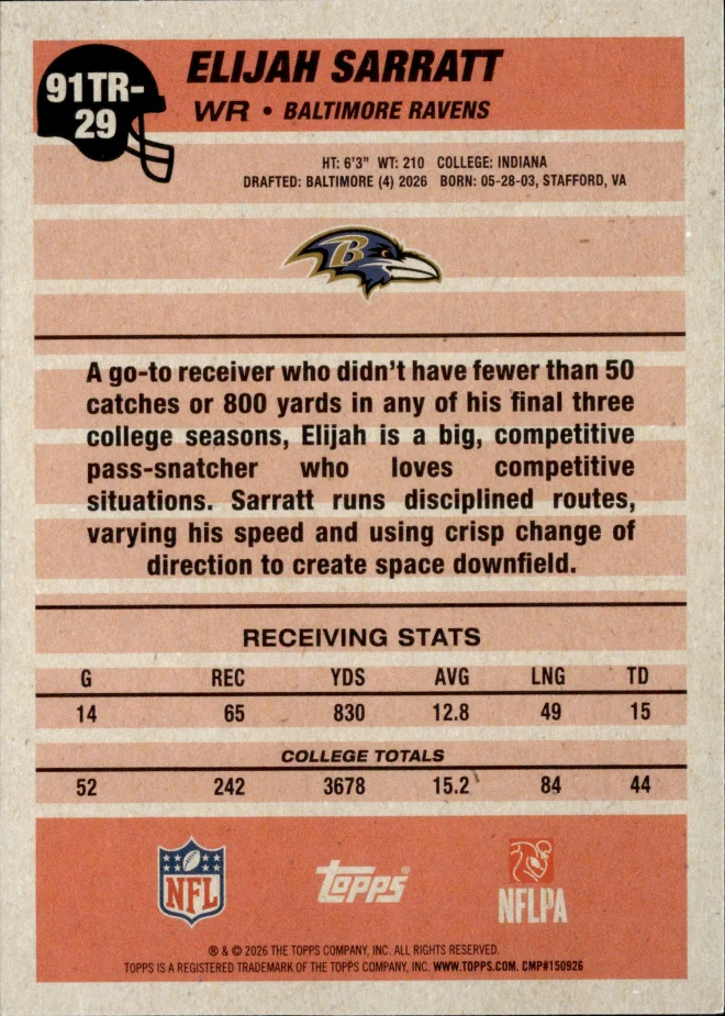 Elijah Sarratt card back