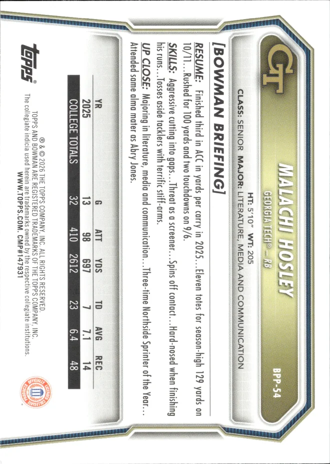 Malachi Hosley card back