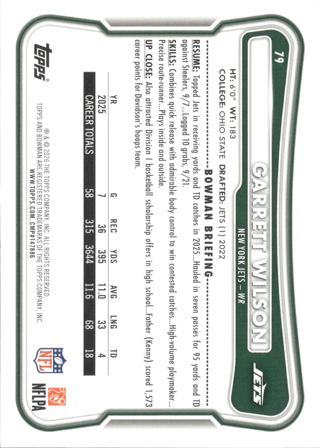 Garrett Wilson card back