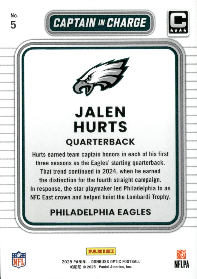 Jalen Hurts card back